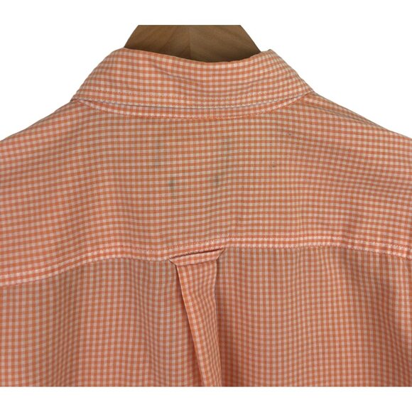 Chaps Mens Size Medium Orange/White Check Long Sleeve Button Up Shirt - Picture 6 of 10